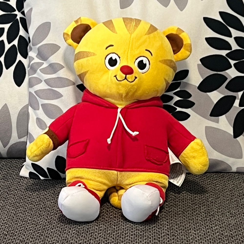 Yellow Tiger Plush Toy in Red Hoodie - Kids Stuffed Animal
